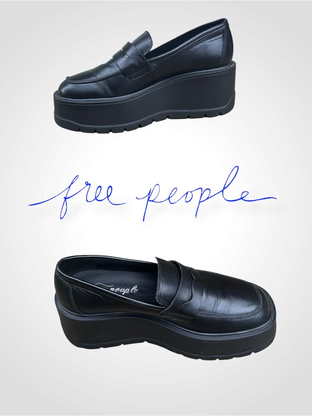 Free People Nico Black Chunky Platform Loafers Y2K Size: 38 or 7.5 US Festival